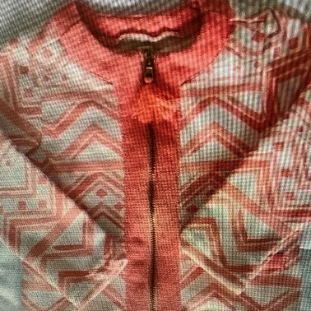 Geometric Patterned Pink Kids Jacket